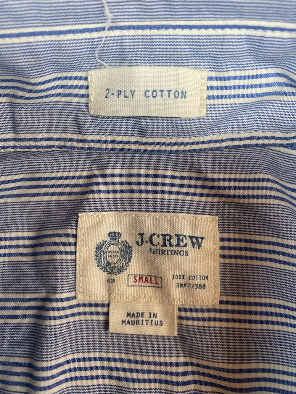 J. Crew Men's Blue Striped Button-Up Shirt Small